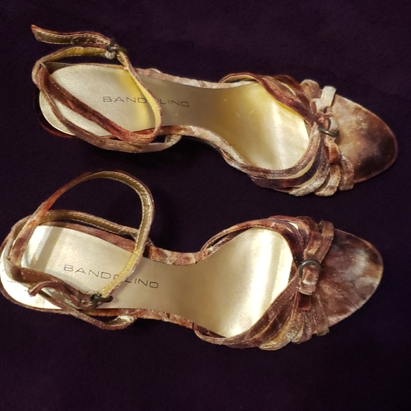 Bandolino Golden Velvet Strappy Heels - Picture 3 of 16